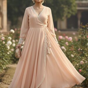 Peach Chiffon Anarkali Suit