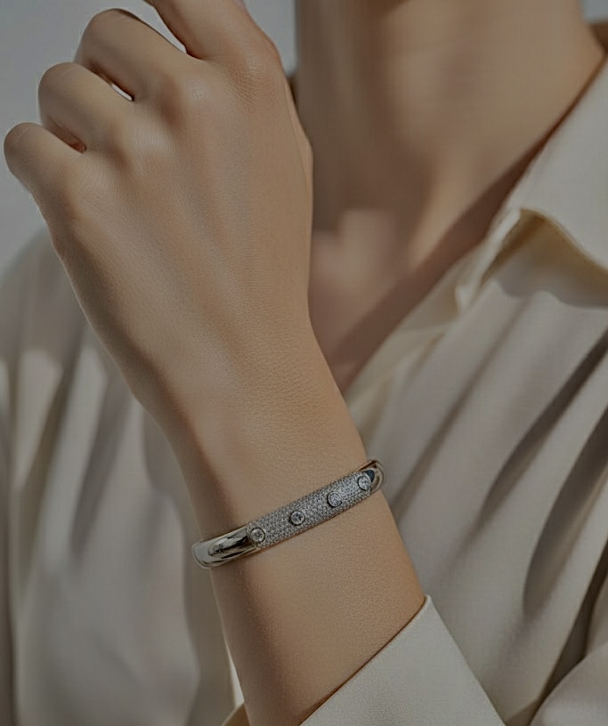 Elegant Starlight Crystal Bangle in Silver by Shazz Store Jewelry