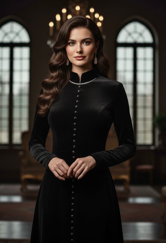 Espresso Pearl Velvet Co-Ord Set with pearl cuff detailing by Shazz Store